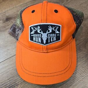 Hard Core Hunter Hat Orange Camo Mesh Back Deer Hunting Trucker Cap